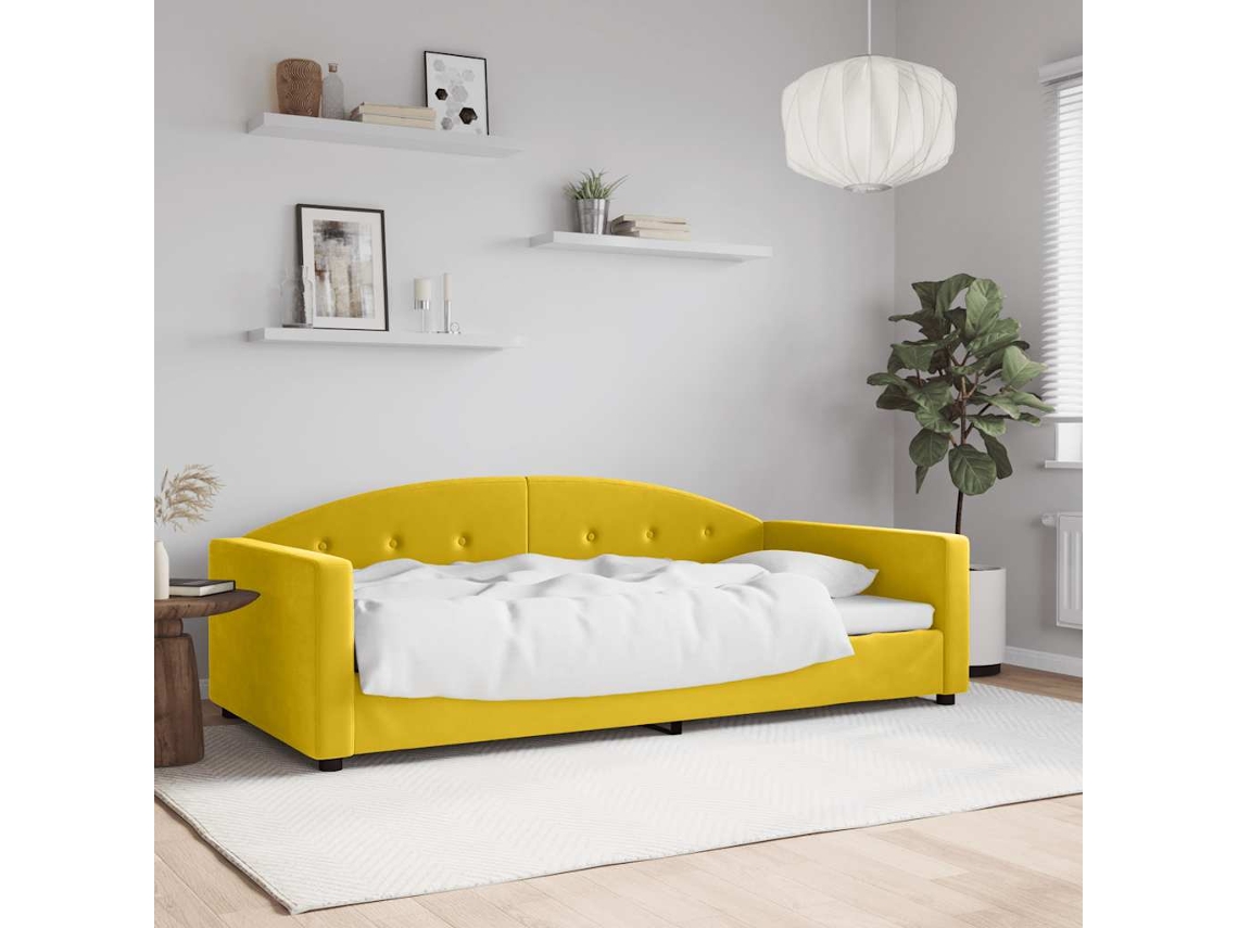 Vidaxl Sofá-cama 100x200 Cm Veludo Amarelo