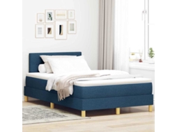 Vidaxl Cama Box Com Almofada Com Cabeceira Azul 120 X 200 Cm Tecido