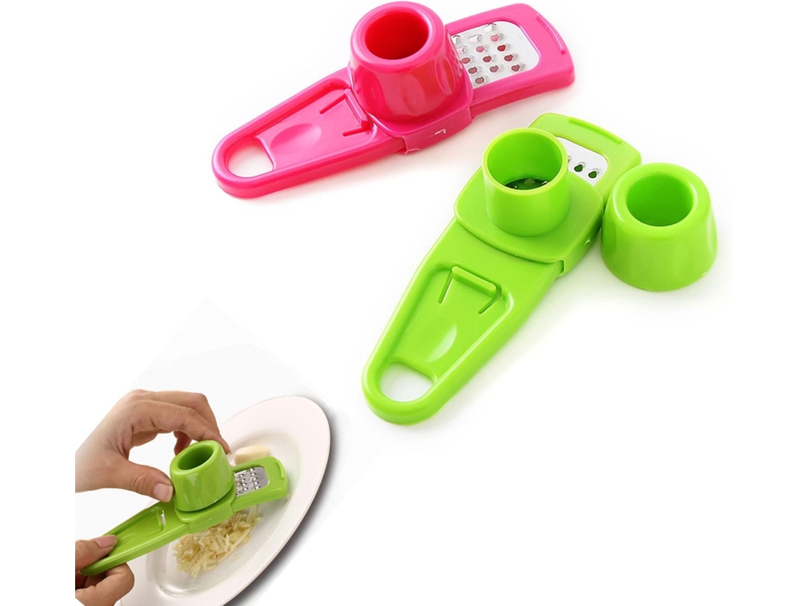 Pacote Com 2 Espremedores De Alho Compatíveis Com Utensílios De Cozinha Jun Slowmoose (verde E Rosa)