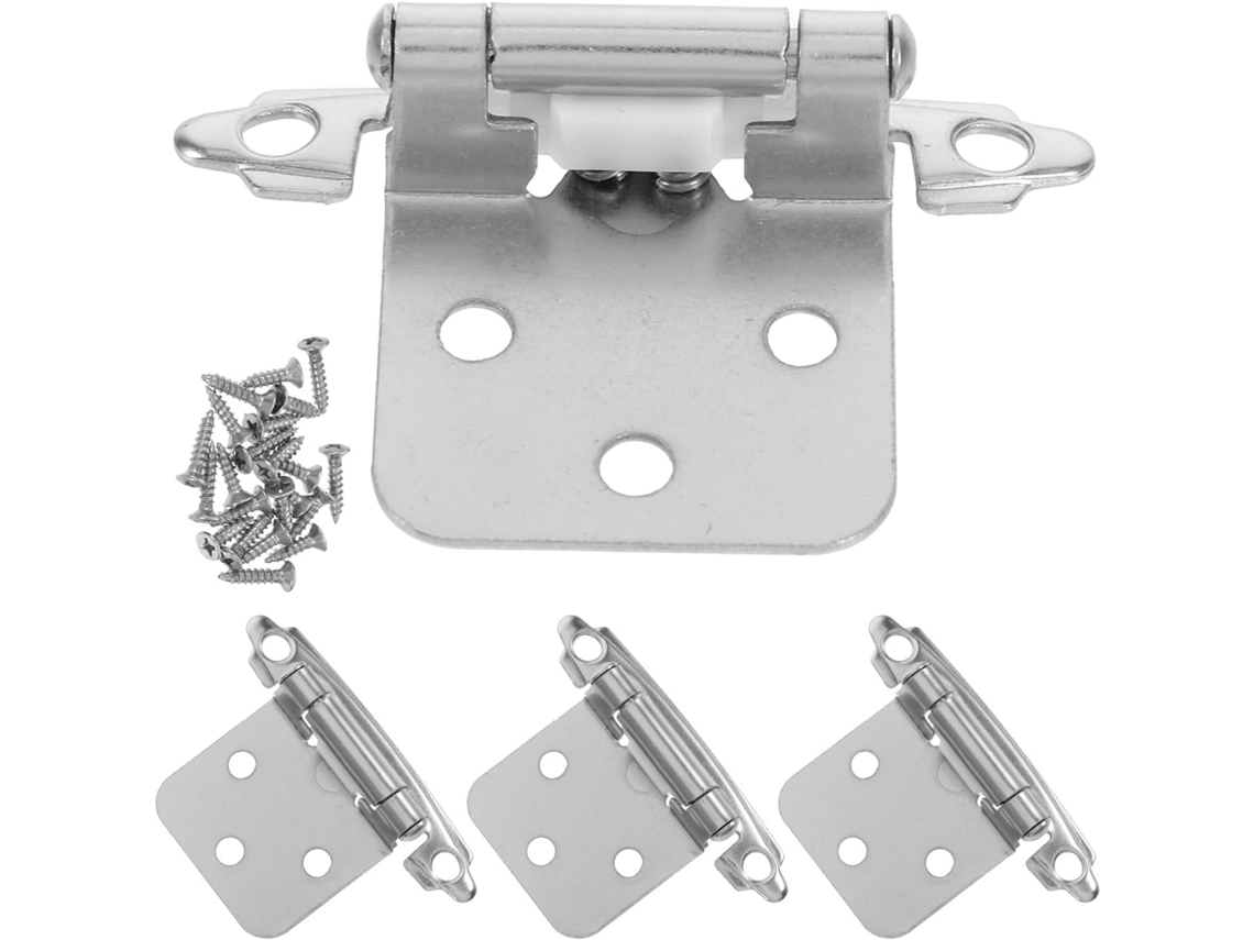 Magiclulu Conjunto De 4 Dobradiças 1 2-polegada Em Níquel Branco Com Mola E Fechamento Automático Para Portas Armários