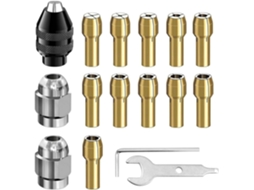 Conjunto De 16 Pinças Para Mandril Com Medidas 1/32 A 1/8 11 Bicos Latão, 3 Mandris E 2 Chaves