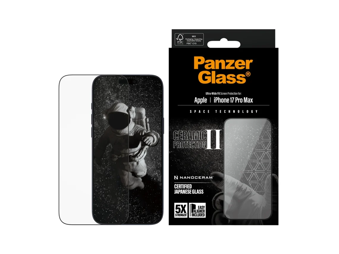 Protetor de Ecrã PANZERGLASS iPhone 17 Pro Max Ultra-Wide Fit com EasyAligner