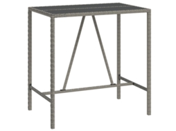 Mesa de bar com tampo de vidro em Vime Pe Cinzento MAISON EXCLUSIVE (110x70x110 cm)