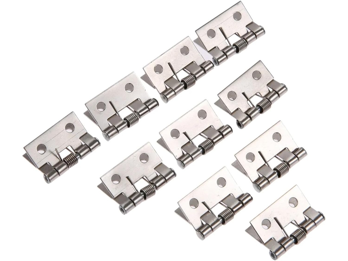 Conjunto De 10 Dobradiças Mola Em Aço Inoxidável Com Parafusos, Cor Prata, 4 Furos, Para Armários, Gavetas, Portas E