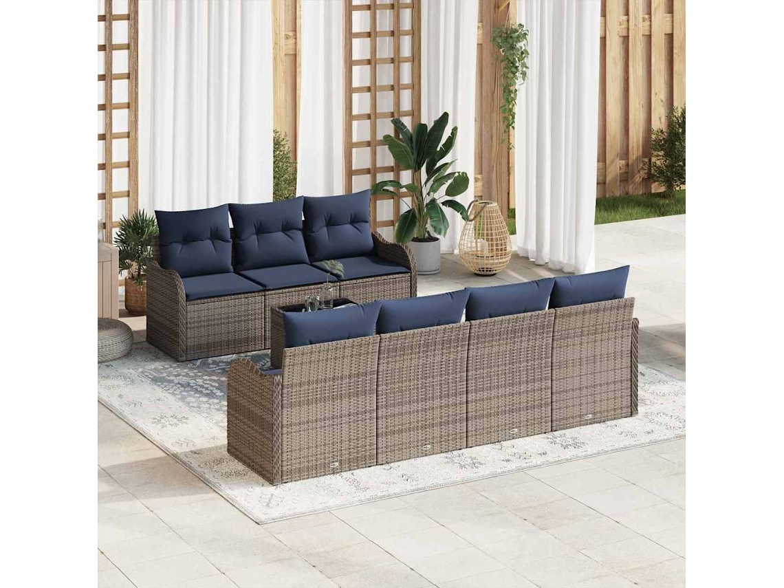 Vidaxl Conjunto De Sofás 8 Unid. 7-número De Lugares Cinzeto Vime Pe