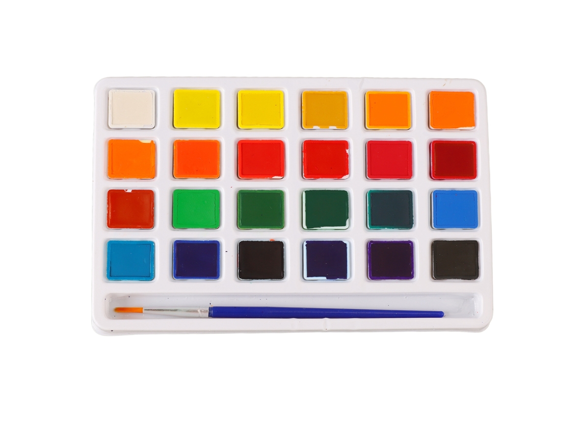 Set De Pintura Acuarela 24 Colores Alto Saturación Vibrantes Portátil Con Pincel Para Pintura