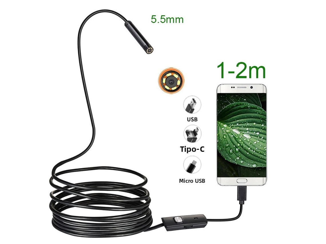 Endoscópio Android de 5,5 Mm 3 em 1 Usb/micro Usb/tipo C MDUG
