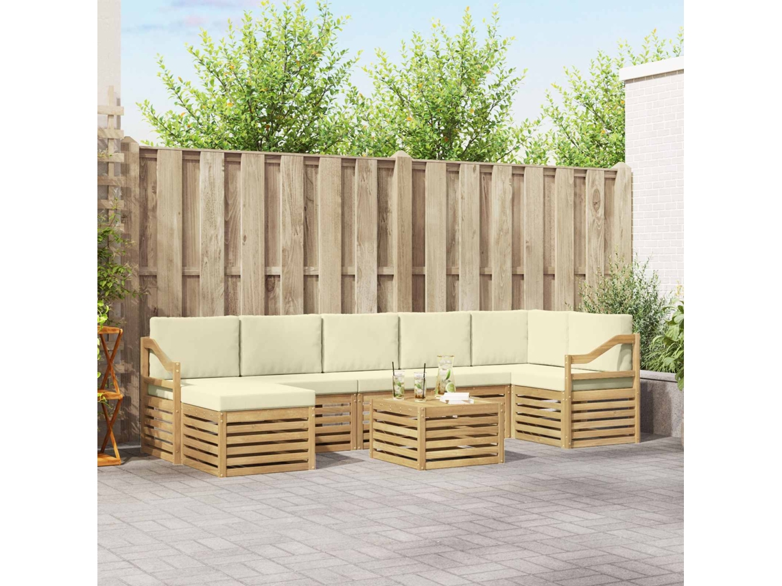 Vidaxl Conjunto De Sofás Para Exterior 8 Unid. Branco E Creme