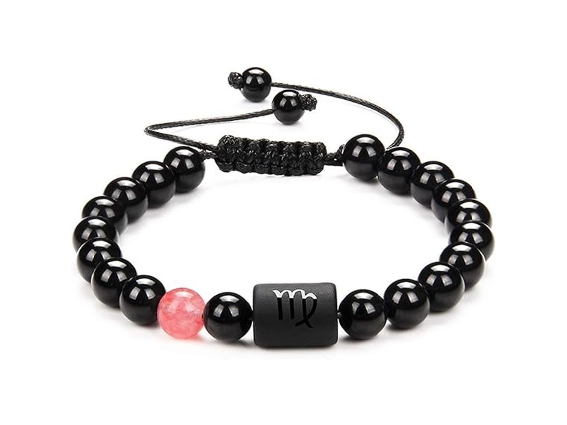 Pulsera De Obsidiana Negra Curativa Natural, 8mm Ajustable, Virgem, Para Homens E Mulheres