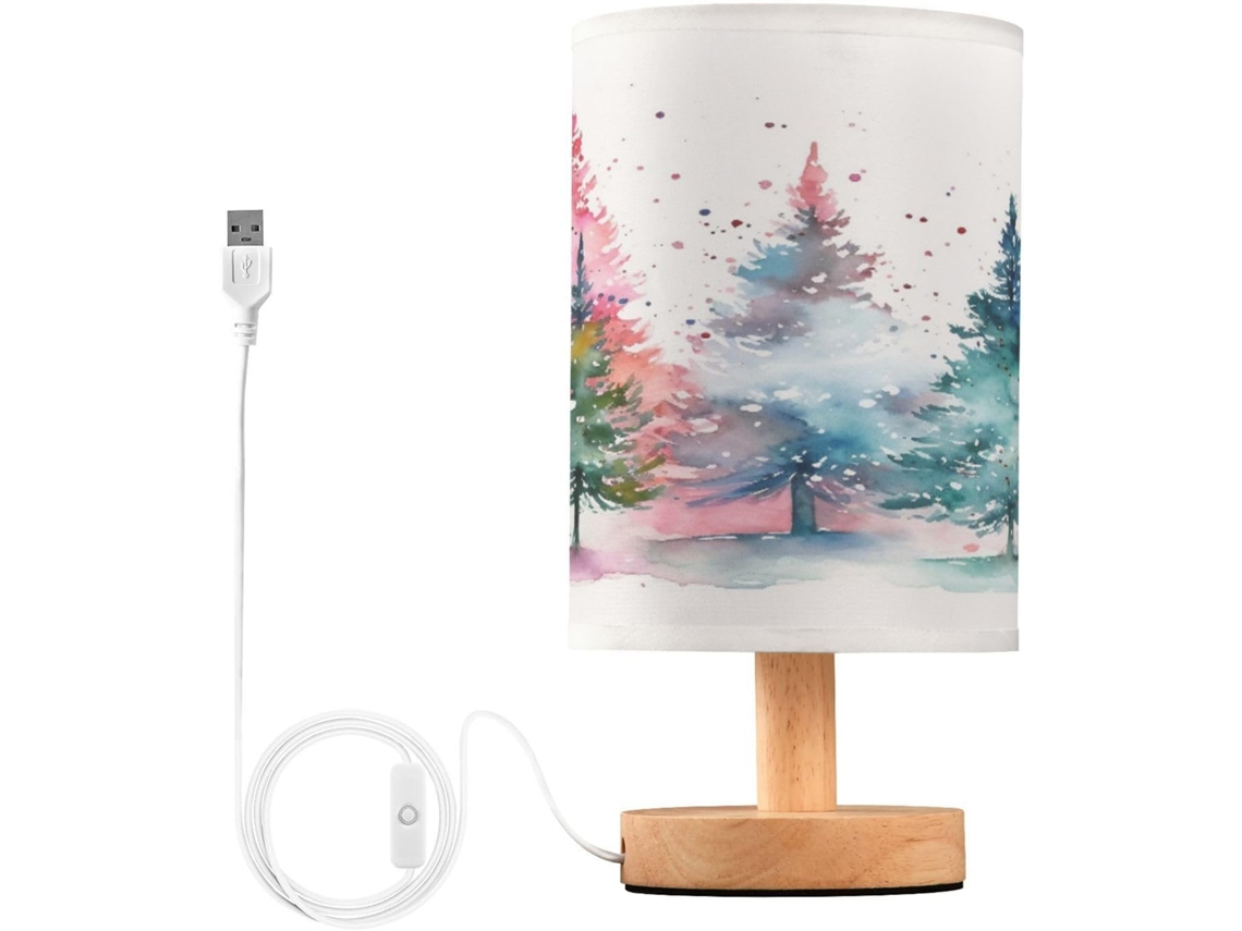 Luminária De Mesa Natalina Mnsruu Para Quarto, Sala De Estar, Luminárias De Cabeceira Coloridas Com Portas Carregamento
