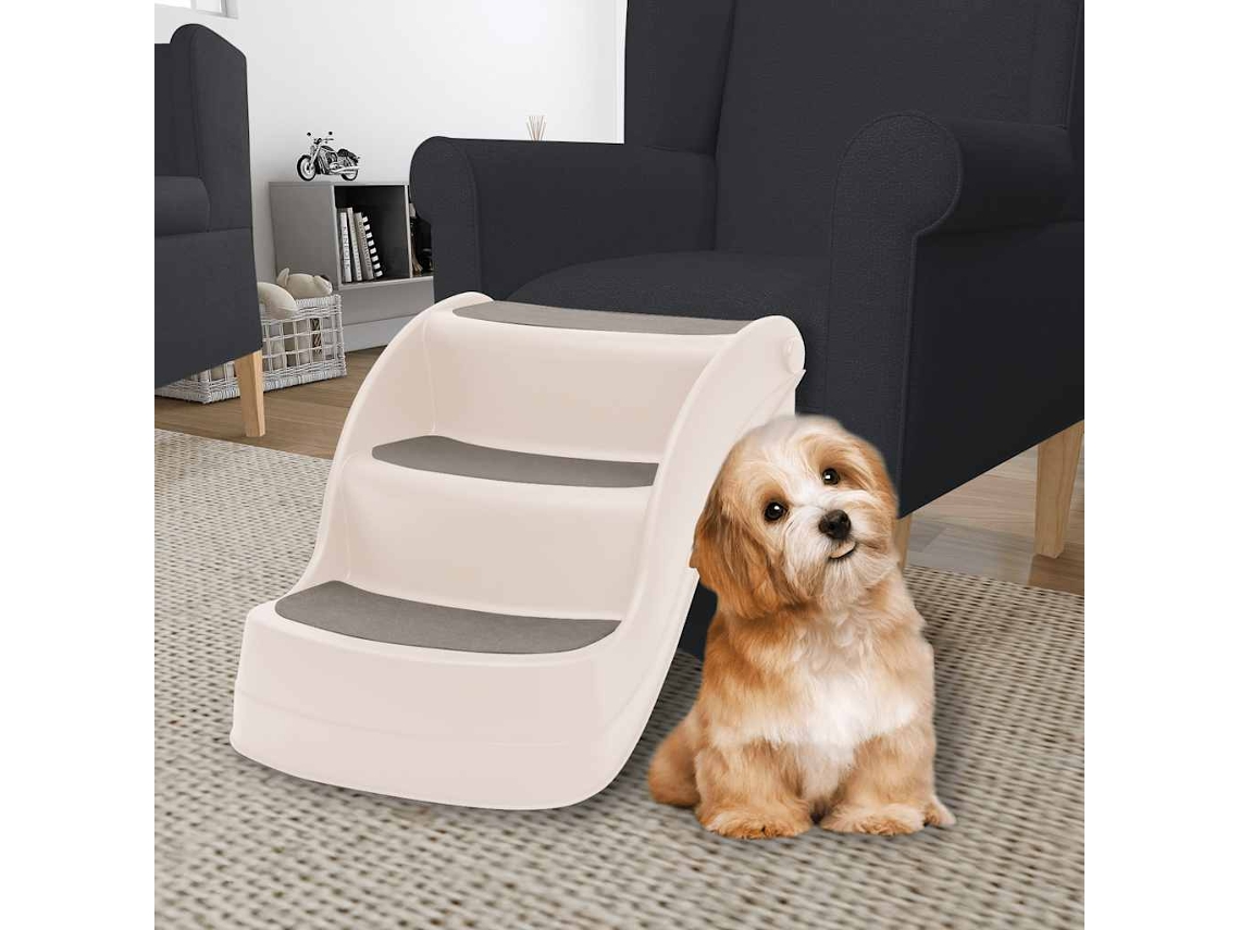 Vidaxl Escada Dobrável 3 Degraus 50x38x38 Cm Plástico Creme