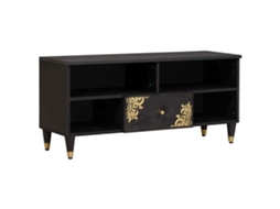 Vidaxl Gabinete Para Tv Preto 100 X 33 X 46 Cm Madeira De Manga Maciça