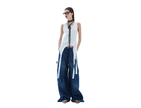 Top Retrô De Mulher Aniye Por Strass Sul Algodão Branco (m)