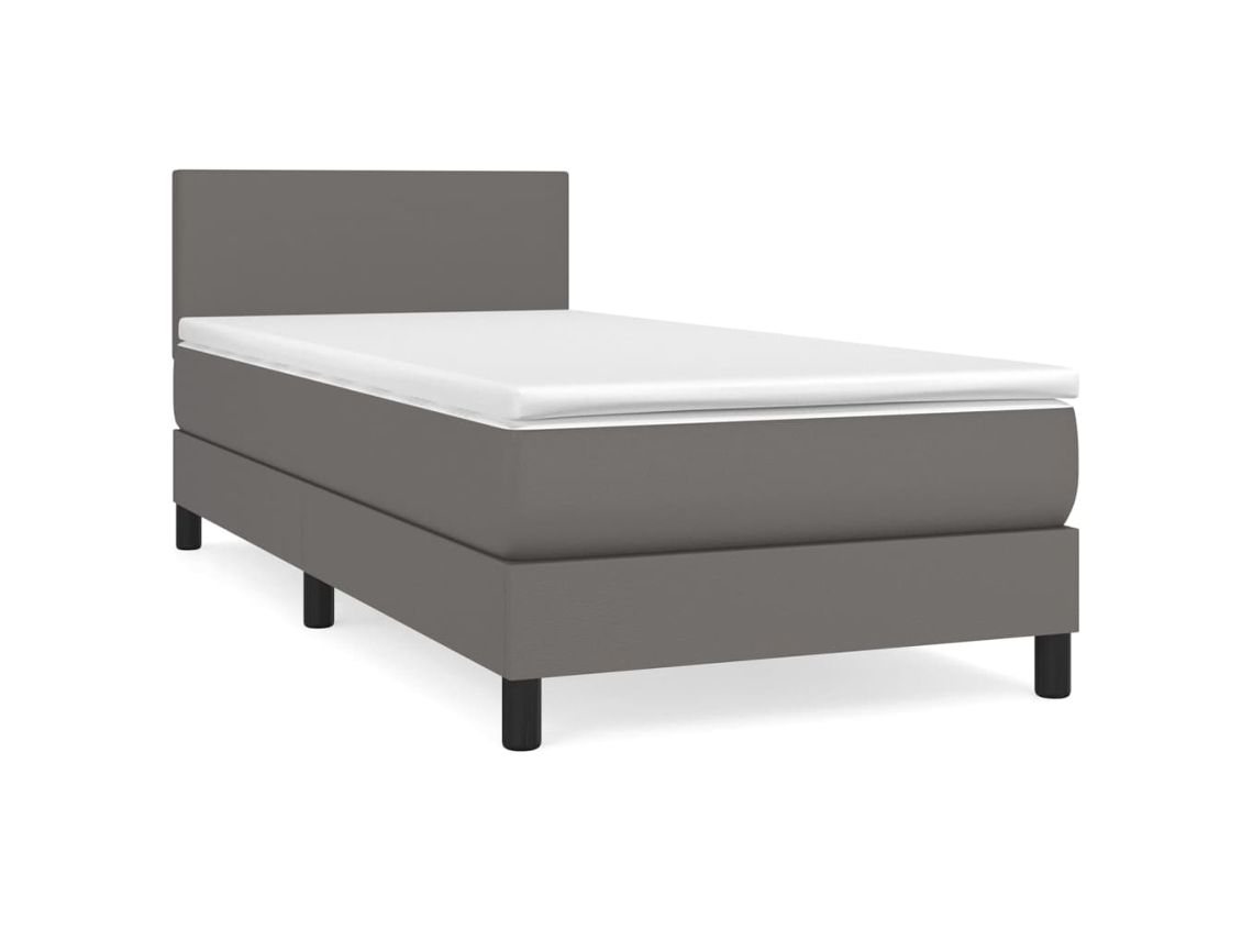 Cama com Molas Couro Artificial Cinzento MAISON EXCLUSIVE 90x190 cm