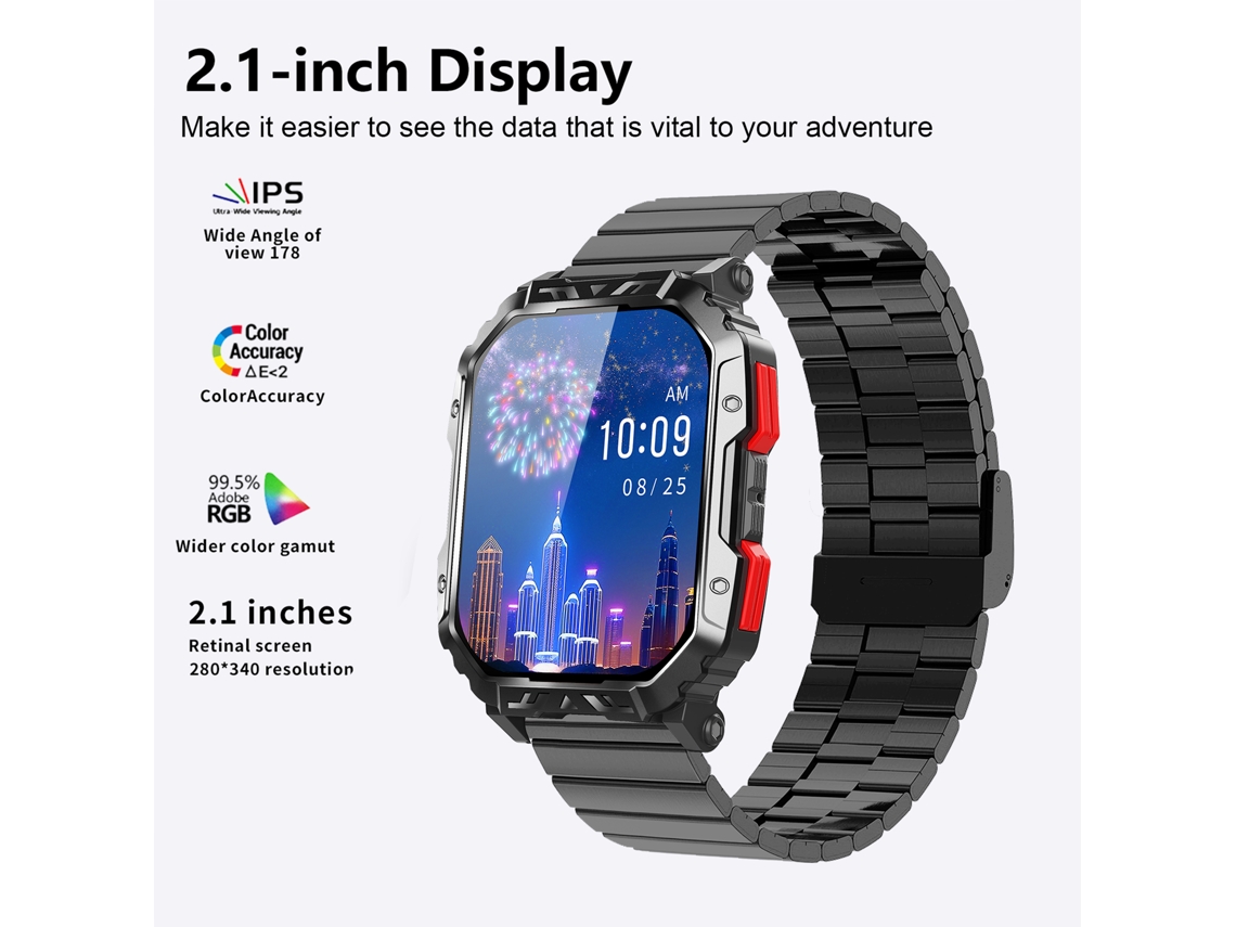 Relógio Inteligente EOOCOO com chamadas Bluetooth, esportes e IP68