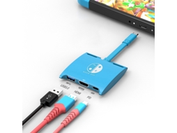 Yizhood 3 em 1 PD100W USB C Docking Station para 4K HDTV Hub para Nintendo Switch, Steam Deck Phone Ipad Laptop Azul