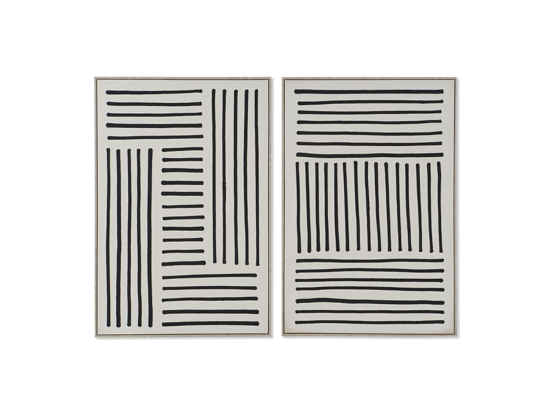 Quadro Home Esprit Branco Preto Urbano 83 x 4,5 x 123 cm (2 unidades)