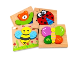 2026-puzzles De Madeira Para Crianças De 1-3 Anos, Brinquedos Educativos Montessori Com 4 Padrões De Animais
