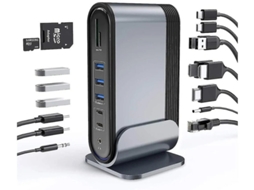 Docking Station Universal Triple Display Docking Station com HDMI 3 portas de áudio Gigabit Ethernet 5 portas USB 100W USB C PD Reader da Yizhood