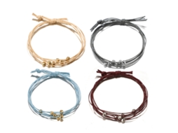 Pulseira De Corda Com Contas Ajustável Em Camadas