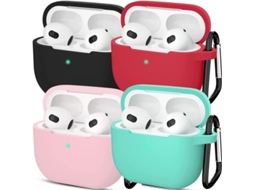 2026-funda Com Chaveiro Para Airpods 3ª Geração, Pacote De 4 Silicone (preto+vermelho+rosa+verde)