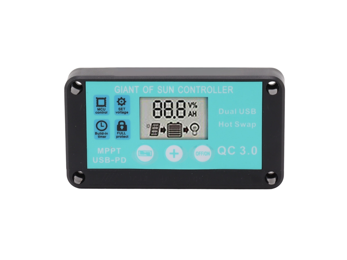 Controlador de Carga Solar Mppt 12v/24v 30a com Dual Usb Pd Qc3.0, Display e Proteções | S/MARCA