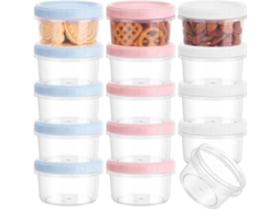 Conjunto De 15 Potes Herméticos, Em Plástico, 200 Ml, Empilhável, Com Tampa, Para Lanches, Para Organização Doméstica Na Cozinha E Bancada