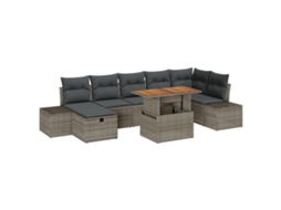 Conjunto 8 Conjunto De Sofá De Jardim Vidaxl Cinzento Vime Pe (100 X 55 X 73 Cm)