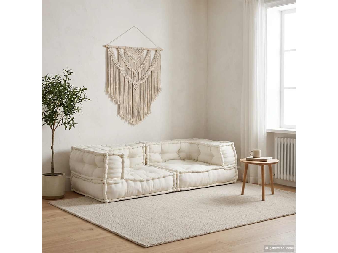 Vidaxl Sofá Modular De 2 Lugares 140x70x36 Cm Tecido Creme