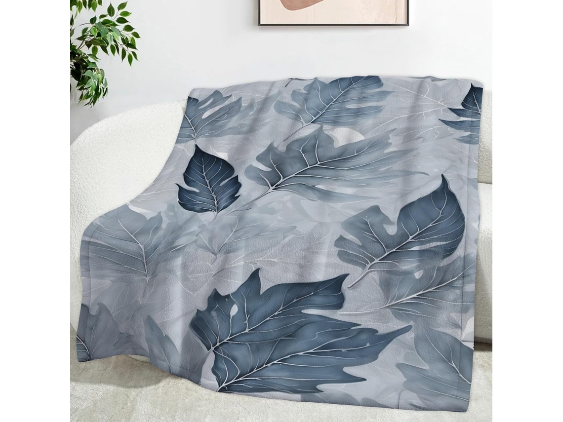 Manta com Estampa de Folhas para Plantas 100x130 Cm Multifuncional Macia Flanela Aconchegante Cama Escritório