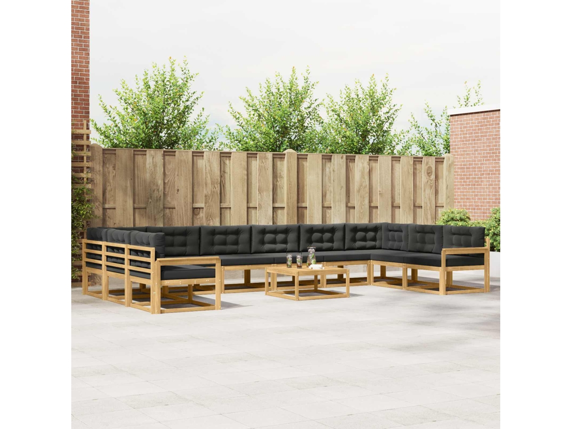 Vidaxl Conjunto De Sofás Para Exterior 11 Unid. Branco E Antracite