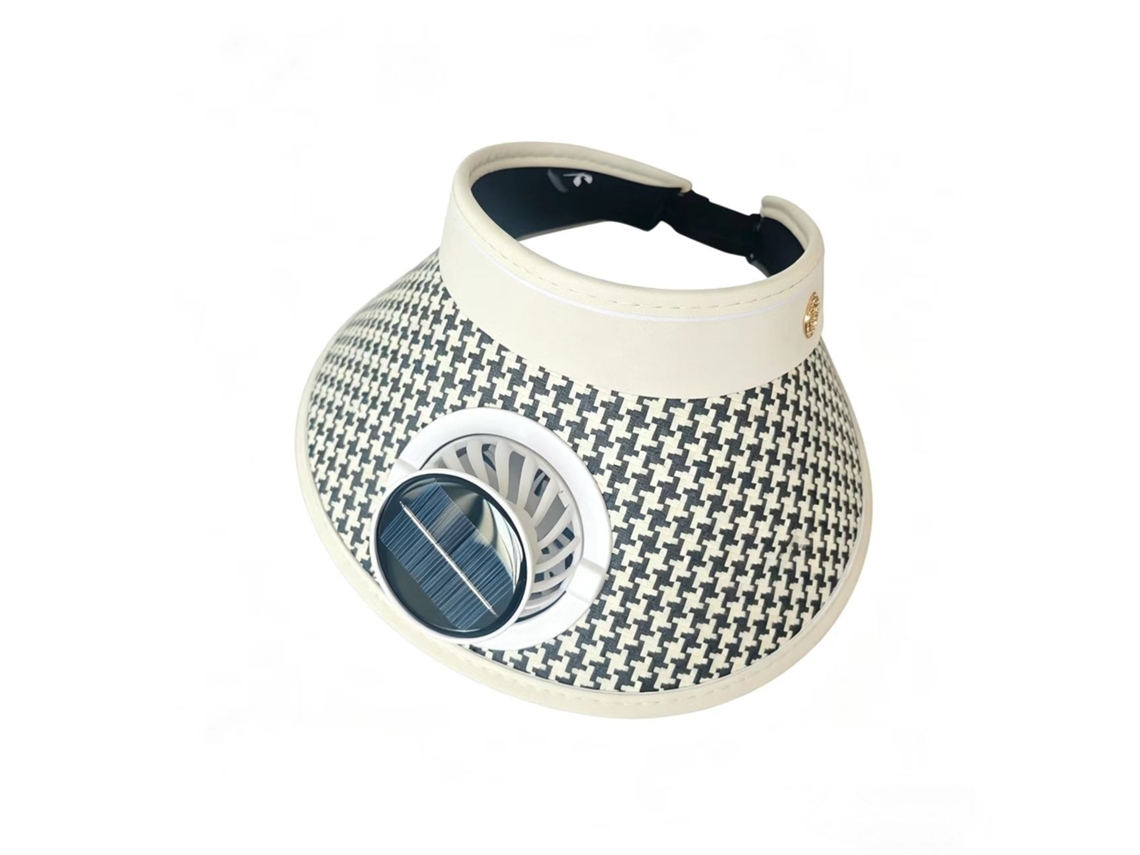Chapéu Enrolado Recarregável Via Usb com Ventilador, Chapéu de Verão Feminino com Proteção Solar e Uv. MDUG (cor Off white)