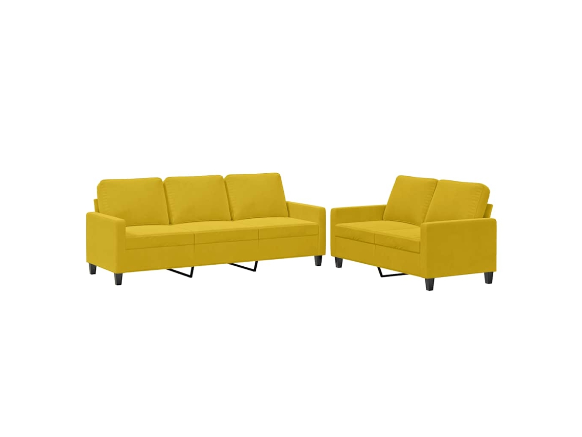 2 Pcs Conjunto de Sofás com Almofadões Veludo Amarelo MAISON EXCLUSIVE