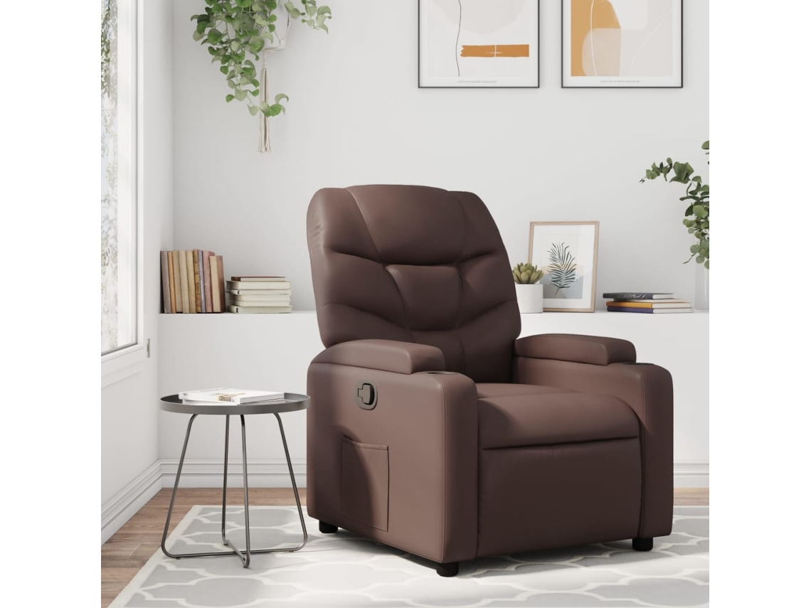 Vidaxl Poltrona Reclinável Couro Artificial Castanho