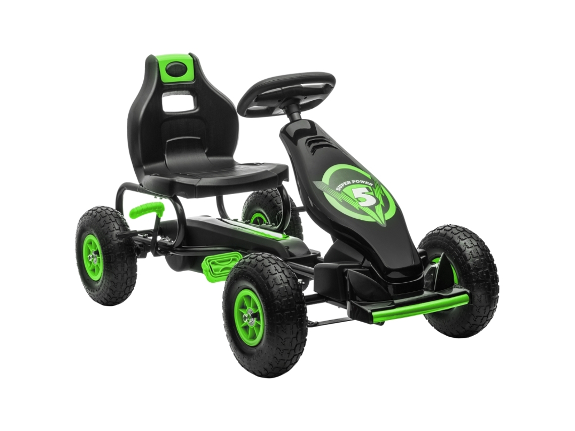 Kart Infantil, Com Pedais, Assento Ajustável, Uso Interno E Externo, A Partir De 5 Anos, Verde E Preto, 121 X 58 X 61 Cm.