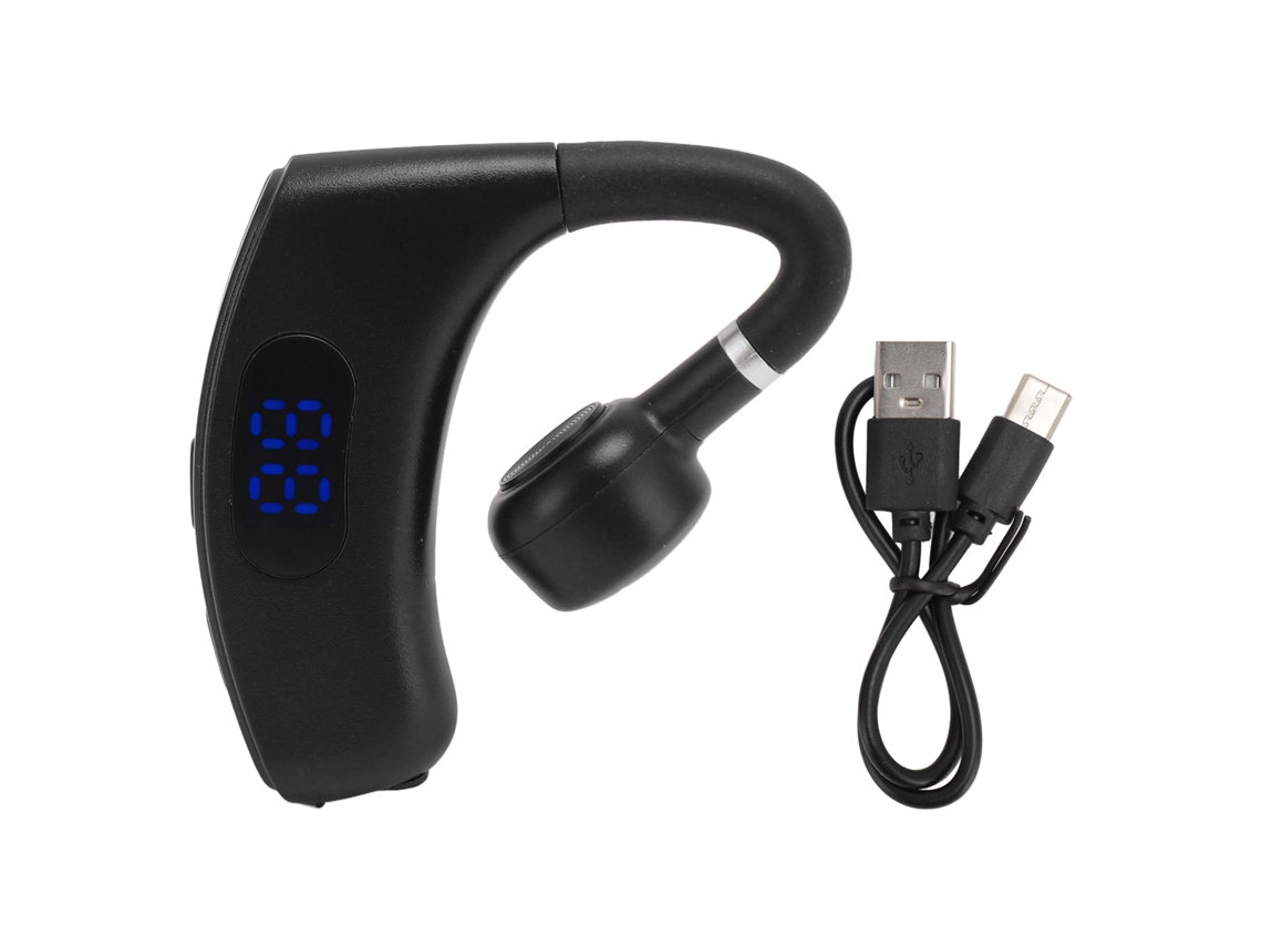 Fone De Ouvido Bluetooth Mono Bt 5.4 Redução De Ruído Bateria Longa Display Digital Preto