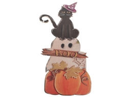 Laxiscreed Placa Decorativa De Madeira Halloween Com Gato Mágico, 23x45cm Para Porta