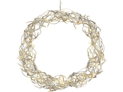 Coroa de metal com pingente de Natal luminoso de LED, alimentado por bateria.