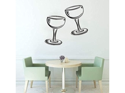 Adesivos de parede com duas taças de vinho e champanhe para cozinha, café, restaurante, sala de estar, quarto, decoração de casa, arte em vinil para parede, 57x80cm