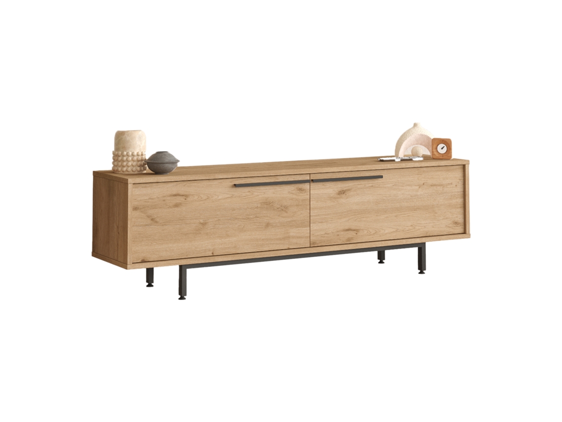 Mesa de Tv Urejovle com 2 Portas em Aglomerado 160X36X45Cm Efeito Carvalho [EN.CASA]