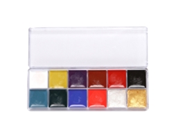 Paleta de tinta profissional não irritante para corpo e rosto com 12 cores, ideal para o Halloween e festivais de dança.