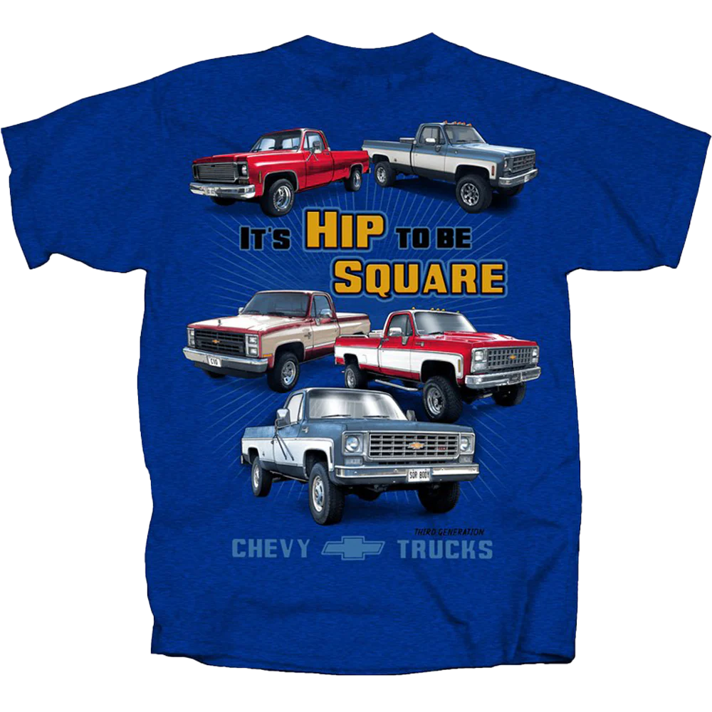 Chevy Trucks Hip To Be Square T-shirt Unisex Rockinstone Size:xl