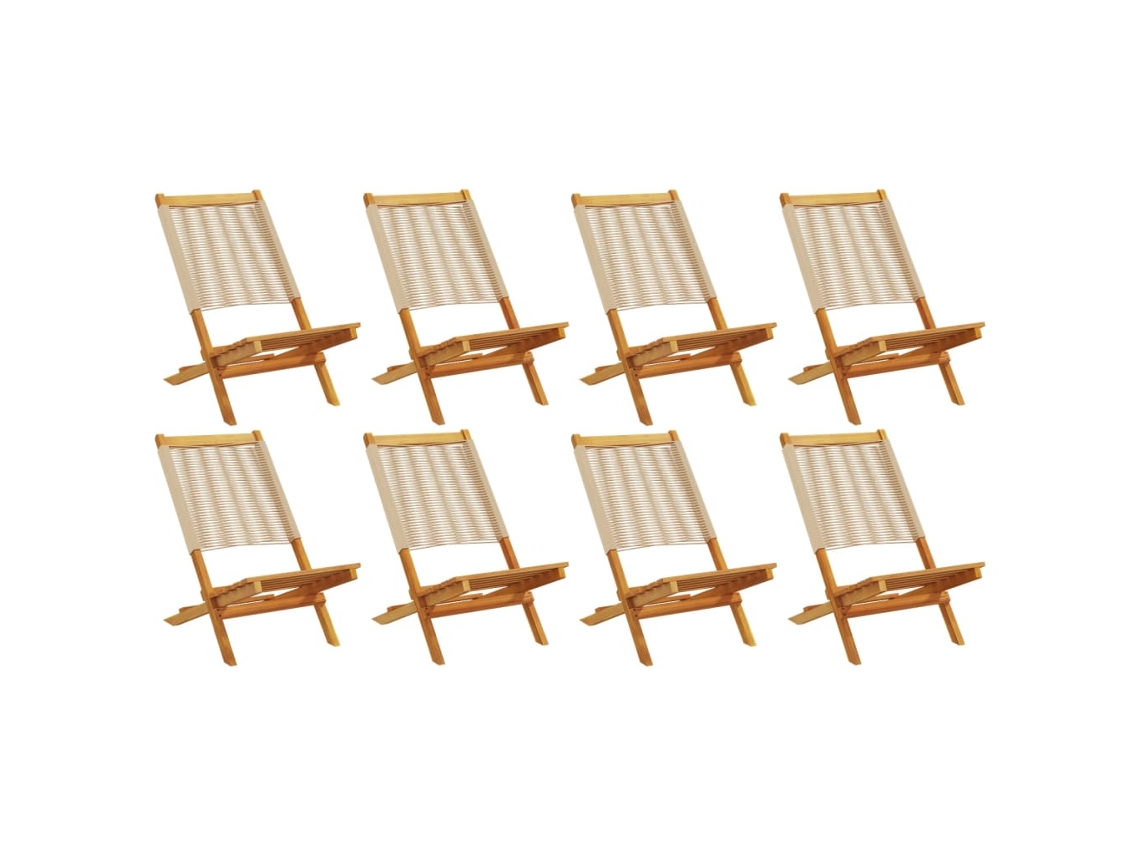 Cadeiras de Jardim Dobráveis 8 pcs Madeira de Acácia Maciça Bege MAISON EXCLUSIVE