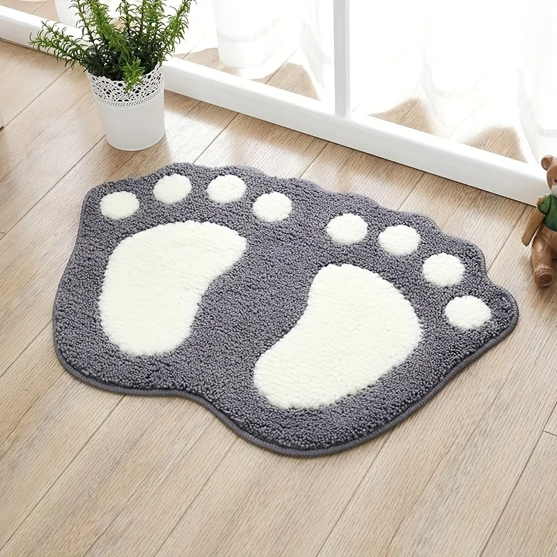 Tapete De Banheiro Fofo E Felpudo (cinza, 50 X 80 Cm), Absorvente, De Secagem Rápida E Antiderrapante.