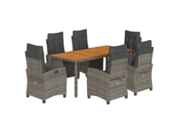 Conjunto de 7 Jantar para Jardim com Almofadões Vime Pe Cinza MAISON EXCLUSIVE