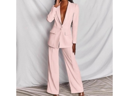 2026 conjunto de Traje para Mulher de Manga Longa Casual Elegante de Duas Peças com Calças XL Rosa