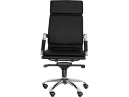 Cadeira de Escritório Executiva PYC Yeste Preto com rodas anti-risco (Outlet Grade A - Braços Fixos - Pele Sintética)