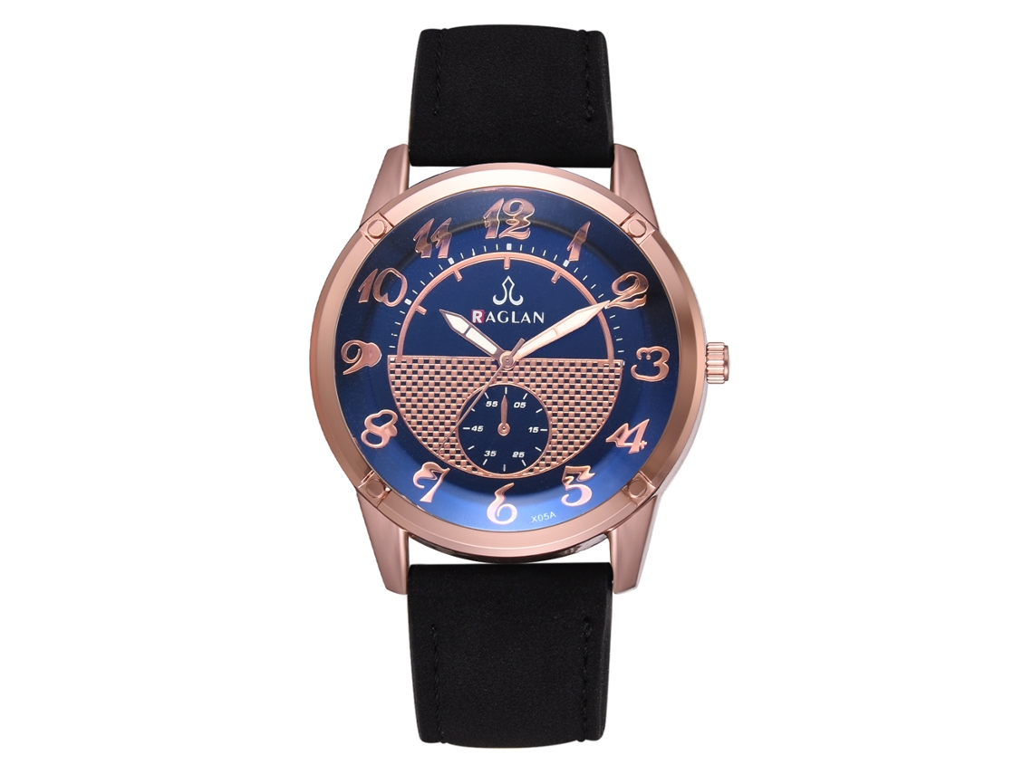 Relógio de Pulseira Unisex Clássico Digital Quartzo com Pulseira de Couro Pu (preta e Azul)