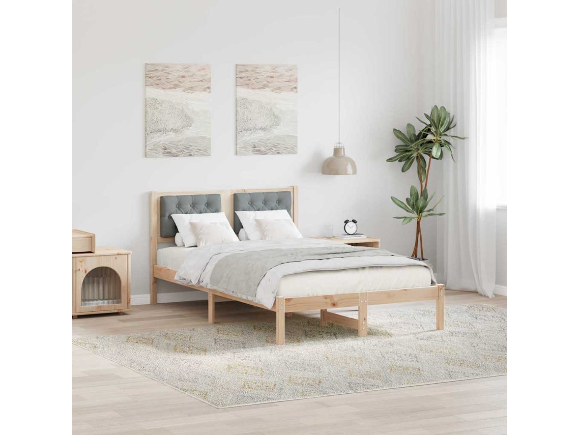 Vidaxl Estrutura Da Cama Com Cabeceira Cinzento-claro 120 X 190 Cm