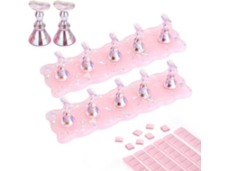 Conjunto De 2 Displays De Acrílico Com Suporte Magnético - Ideal Para Aplicar Unhas Com Pressão